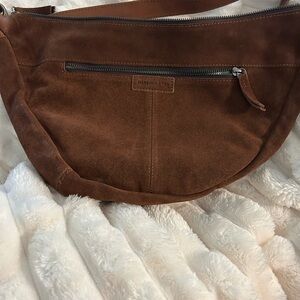 Brown Suede Crossbody Bag
